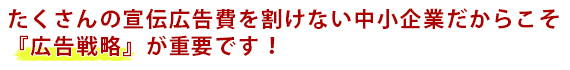 たくさんの宣伝広告費を割けない中小企業だからこそ『広告戦略』が重要です！